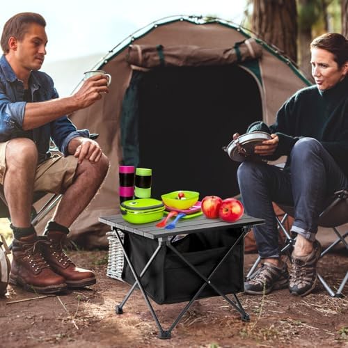 SOUJOY Folding Camping Table with Storage Bag, Small Beach Side Table, Portable Collapsible Aluminum Picnic Tent Side Table for Outdoor Cooking, BBQ, Hiking, Boat, Travel - Image 2