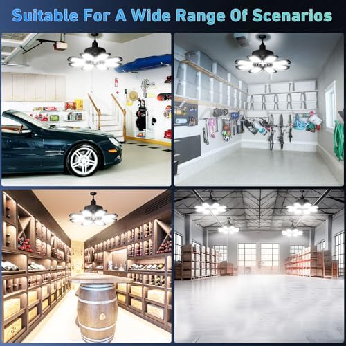 Garage Light - 240W 24000LM 6500K Garage Lights Ceiling LED with 8+1 Deformable Panels, E26/E27 Screw Socket in LED Shop Light for Workshop, Basement, Gym, Barn, Warehouse etc Bay Lighting - Image 7