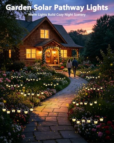 OZS 6 Pack Solar Garden Lights Outdoor, Warm White - Image 2