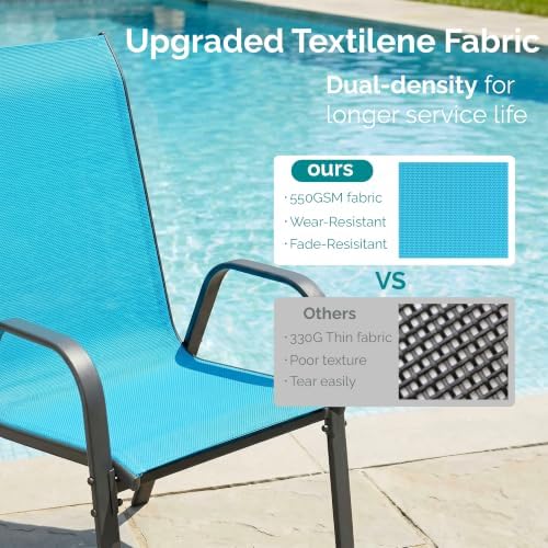 MAMIZO 7 Pieces Patio Dining Set for 6, Glass Table and Textilene Chairs - Image 3