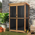 46" L Large Outdoor Storage Cabinet with Shelves, Wood & Metal Storage Shed Weather-Resistant, Outside Storage Cabinet for Garage Patio Backyard Garden with Waterproof Roof by PETSCOSSET