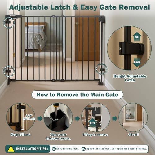 Mumeasy 30" Tall Baby Gate for Stairs & Doorways, No Bottom Bar Dog Gate - Image 6
