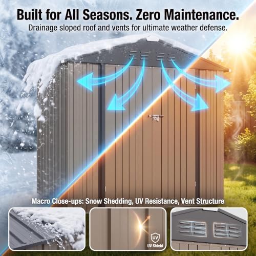 Patiowell 6x4 FT Storage Shed, Brown - Image 5