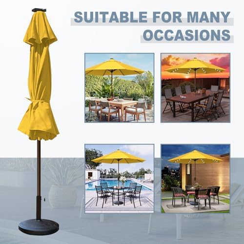 EliteShade USA 10-Year-Non-Fading 10ft Market Patio Umbrella, Commercial Grade Table Sun Umbrella with 80 Solar LED Lights, Crank Open, Windproof & UPF 50+ UV Protection for Garden, Deck, Pool, Backyard, No Tilt, Sunflower Yellow - Image 6