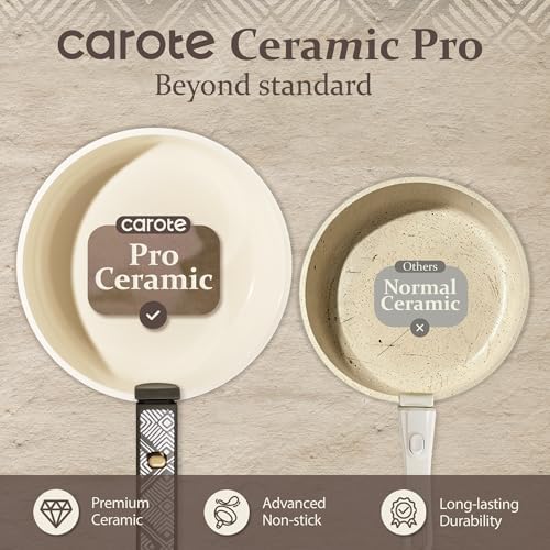CAROTE 21pcs Ceramic Cookware Set, Pots and Pans Set with Detachable Handle - Image 5