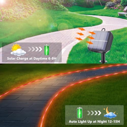 Solar Rope Lights, 33ft 100LED Solar String Lights, 8 Modes, Waterproof - Image 4