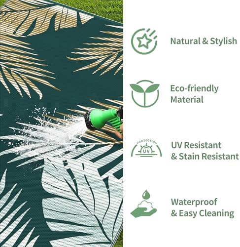 GENIMO Outdoor Rug, Waterproof Plastic Rugs for Patio, 6'x9' Lime Green - Image 6