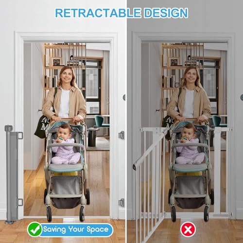 EZIGO 55 Inch Retractable Baby Gates Extra Wide Reinforced Baby Dog Gate - Image 6