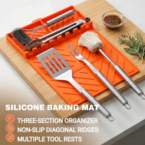 CAKETIME Silicone Grill Mats for Black Stone Griddle Accessories Baking Cooking Kitchen BBQ Durable Indoor Decor Oven Dish Drying Mats Rack Smoker Chef Gadgets Summer Vacation Funny Gifts for Men - Image 6