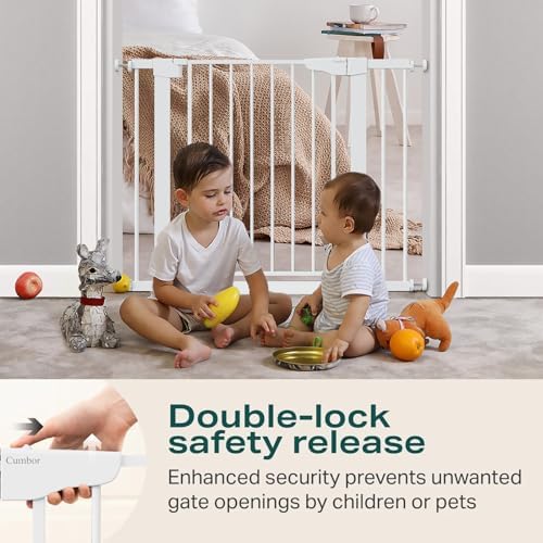 Cumbor 36 in Extra Tall Baby Gate for Doorways, 30-40.6 in Dog Gate White - Image 4