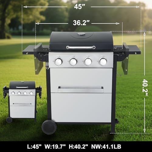 4-Burner Stainless Steel Propane Gas Grill - Image 2