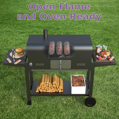Rolling Grill Basket, Grill Baskets for Outdoor Grill, REMOVABLE HANDLE, Anti-Scorch Stainless Steel BBQ Net Tube for Meat, Shrimp, Vegetables, Grill Accessories, Gifts for Dad, Husband (Round) - Image 3