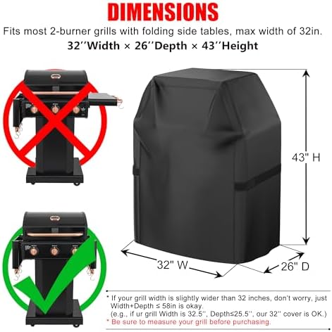 Grill Cover, 32 inch Heavy Duty BBQ Gas Grill Cover for Outdoor Grill, Waterproof, Weather Resistant, Anti-UV, Rip-Proof, Fade Resistant Barbecue Cover with Hook-and-Loop Straps for Most Grills - Image 2