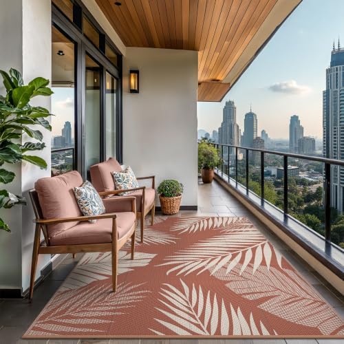 GENIMO Outdoor Rug, Waterproof Plastic Rugs for Patio, 9'x12' Brick Red - Image 4