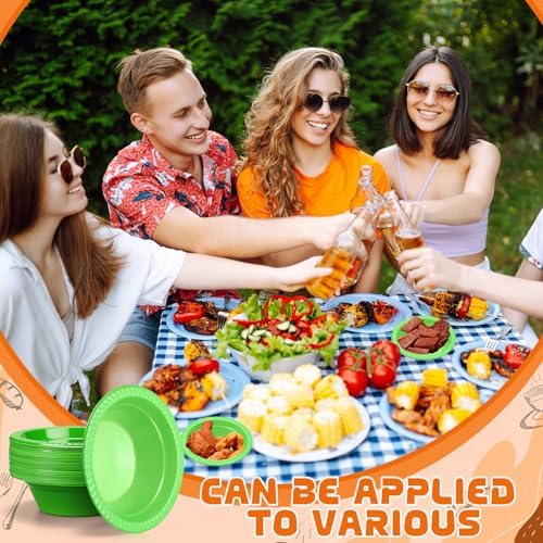 24 Pack 12 oz Disposable Plastic Bowls Dessert, Ice Cream, Salad, Soup Serving Cups for Party, Picnic, Food Snacks (Green) - Image 4
