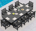 SERWALL 9Pcs 84" HDPE Outdoor Dining Set for 8 with Armchairs,Black by SERWALL