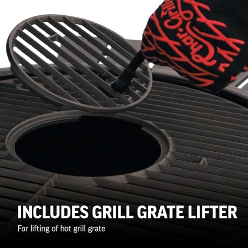Char-Griller AKORN Jr. Portable Kamado Charcoal Grill and Smoker, Triple-Wall Insulated Steel with Cast Iron Grates and Locking Lid, 155 Sq. In. Cooking Area, Ash - Image 5