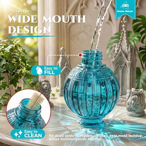 Glass Hummingbird Feeder for Outdoors Hanging, 26 fl oz Bird Nectar Feeder - Image 3