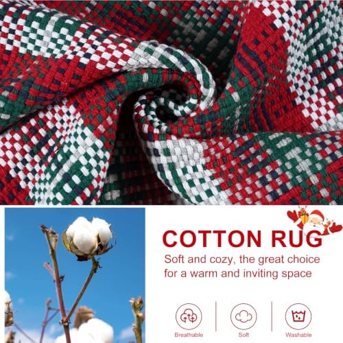 OJIA Christmas Front Door Mat Outdoor 27.5"x43" Red Green Plaid Porch Rug - Image 4