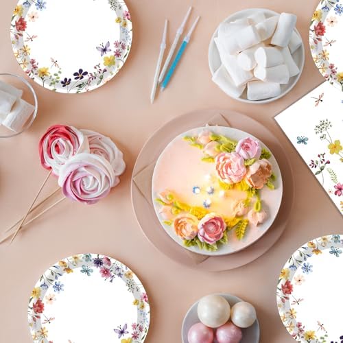 40Pcs Wildflower Paper Plates and Napkins, Floral Party Tableware Set - Image 5
