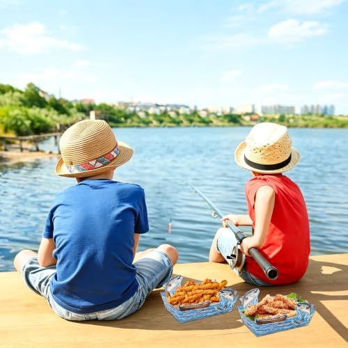 Rlvgqu 40 Pcs Fishing Paper Food Trays Fishing Birthday Serving Tray - Image 7