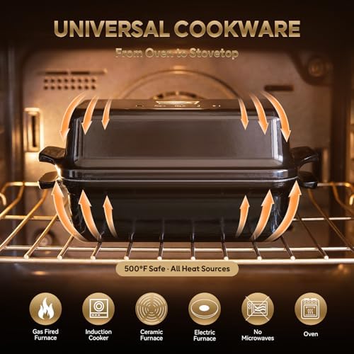 Enameled Cast Iron Dutch Oven for Bread Baking, 9×5 Dutch Oven Pot with Lid for Homemade Bread, 2 in 1 Sourdough Bread Pan with Lid, Roasting & Braising, Oven & Induction Safe (4.2 QT,Black) - Image 6