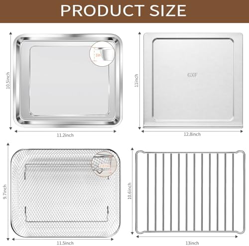 4 IN 1 Set Baking Pan Basket Crumb Tray Cooling Rack for Nuwave Bravo Pro 21 Qt Smart Air Fryer Convection Toaster Oven, Air Fryer Grill Pan Plate Crisper Plate Accessories Replacement Parts - Image 2