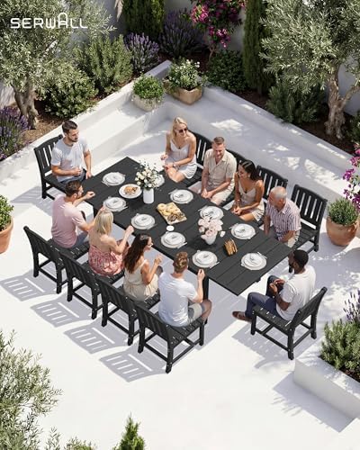 SERWALL Outdoor Expandable Dining Table 60" - 83", Black - Image 6