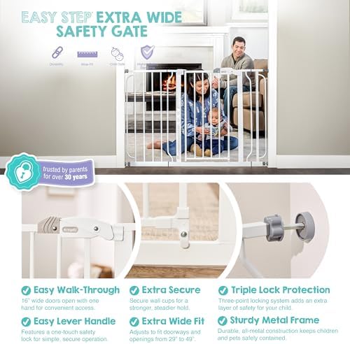 Regalo Safety 29"-49" Extra Wide Baby Gate, Bottom of Stairs & Doorways - Image 3