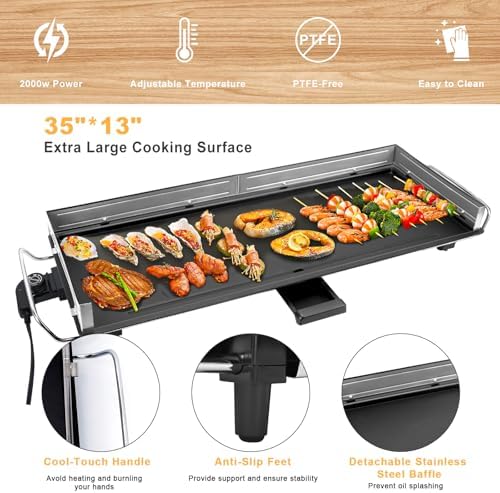 AEWHALE 35" Electric Nonstick Extra Large Griddle Grill,3m Cable - Image 4