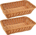 2 Pack Wicker Bread Baskets, 12 Inch Rectangular Serving Trays by Fulhdedi