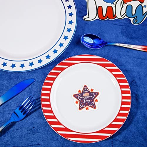 LIYH 180 Pcs 4th of July Plates - Red White and Blue Plastic Silverware & Patriotic Party Supplies Include Dinner & Dessert Platos, Forks, Knives, Spoons, Cups 4th of July Decorations - Image 5