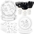 168 Pcs Black Line Art Dinosaur Party Decorations, Serves 24 by Greencian