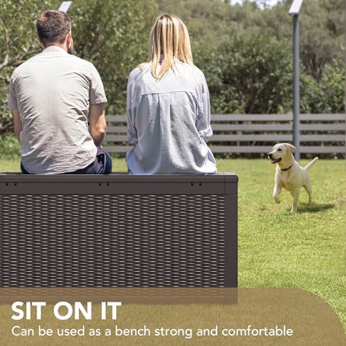 Devoko 100 Gallon Waterproof Deck Box, Resin Large Outdoor Storage Box - Image 3