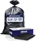 Plasticplace 55-60 Gallon Trash Bags │ 1.5 Mil │ Black Heavy Duty Garbage Can Liners │ 36” x 58” (100 Count) by Plasticplace