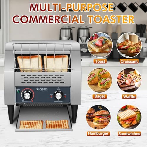 Commercial Toaster 300 Slices/Hour Industrial Conveyor Toaster 1900W Stainless Steel Restaurant Toasters for Croissants Toast Bun Bagel Bread - Image 7