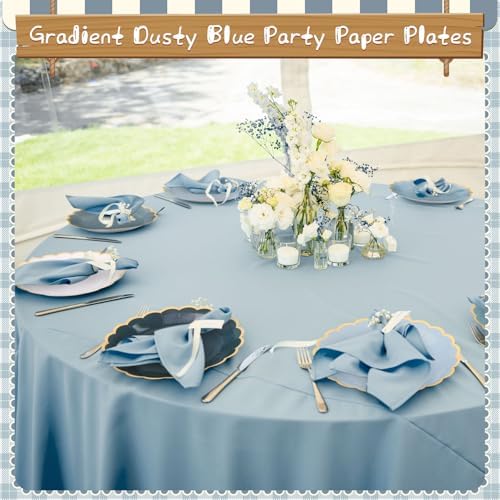 96 Pcs Dusty Blue Paper Plates 9 Inch Scalloped - Image 5