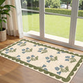 Front Door Mat Indoor Entrance - 2x4.3 Ft Floral Washable Layered Doormat Outdoor Entrance Porch Rug Non-Slip Sage Blue Boho Runner Rug for Kitchen Hallway Bedroom Laundry Room Porch Decor by Othilic