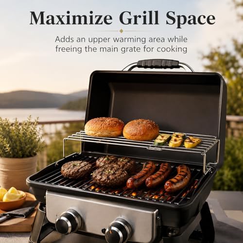 Hisencn 19.8 Inch Foldable Warming Rack for Small Gas Grills - Image 7