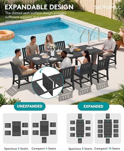 SERWALL Outdoor Expandable Dining Table 60" - 83", Black - Image 3