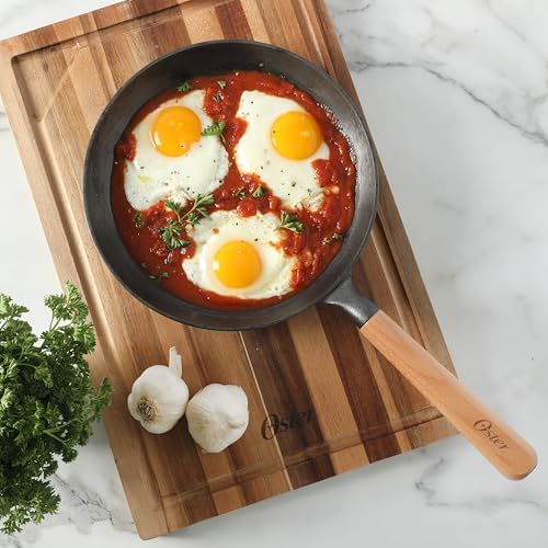 Oster Platinum Flintfield 9.5 Inch Pre-Seasoned Cast Iron Skillet with Wood Handle, Natural Nonstick Lightweight Cast Iron Frying Pan for Searing, Sautéing & Everyday Cooking - Image 3