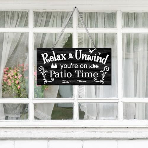 Hotop Metal Patio Sign Vintage Wall Decor for Outdoor, 12 x 6", Black - Image 4