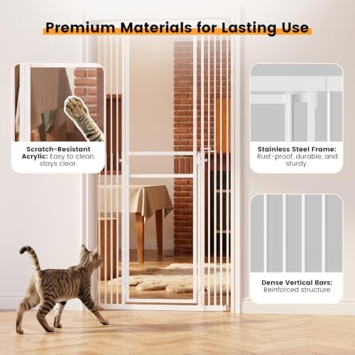 Extra Tall Cat Gate 49-87" Height Adjustable, Full Clear Acrylic Gate - Image 6