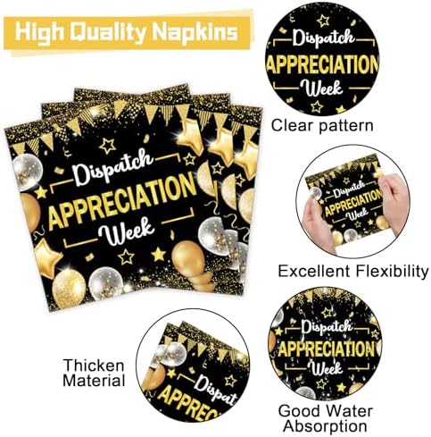 96PCS Dispatch Appreciation Week Party Paper Plates and Napkins Thank You Party Decor Black Gold Work Anniversary Tableware for Staff Employee Party Gatherings Decorations - Image 4