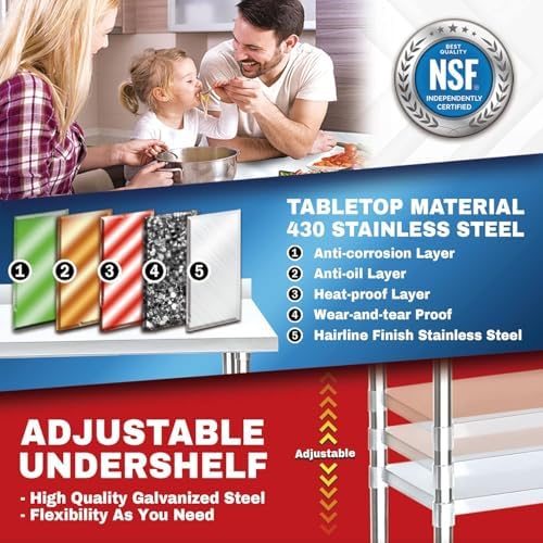 DuraSteel NSF Stainless Steel Table - 24 x 30 Inch Metal Work Table w/Undershelf - Commercial Kitchen, Restaurant, Garage, Laundry - Outdoor Stainless Steel Prep Tables Countertop Island Grill Small - Image 5