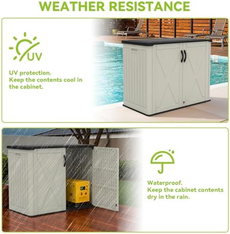 Devoko 26 Cu Ft Resin Outdoor Storage Cabinet, Plastic Horizontal Shed - Image 5