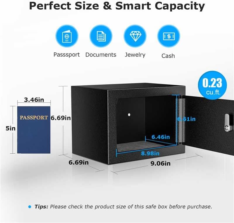 Bonsaii Security Safe Box with Key Lock, 0.23 Cu.Ft for Cash Jewelry Home - Image 3