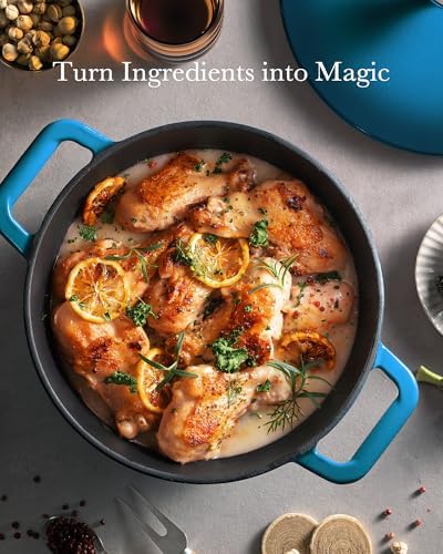Dutch Oven Pot, 6QT Enameled Cast Iron Dutch Oven with Lid, Dual Handle, Dutch Pot for Sourdough Bread Baking, Braising & Roasting, 500℉ Oven Safe, All Cooktops Compatible, Marine - Image 6
