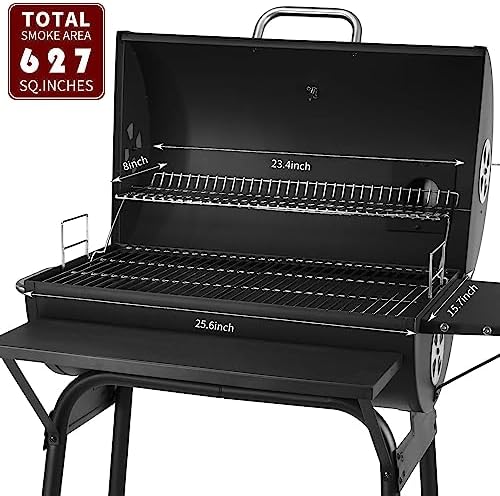 Charcoal Grill with Side Table,30In Barrel BBQ Grill for 627 Sq.In. - Image 2