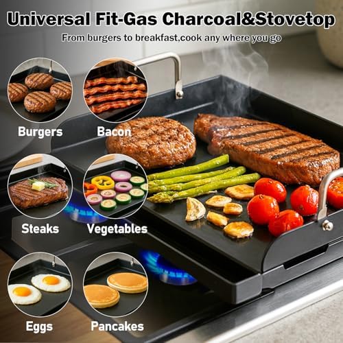 QuliMetal 17 x 13 Inch Cast Iron NanoCeramic Griddle for Gas Grills - Image 6